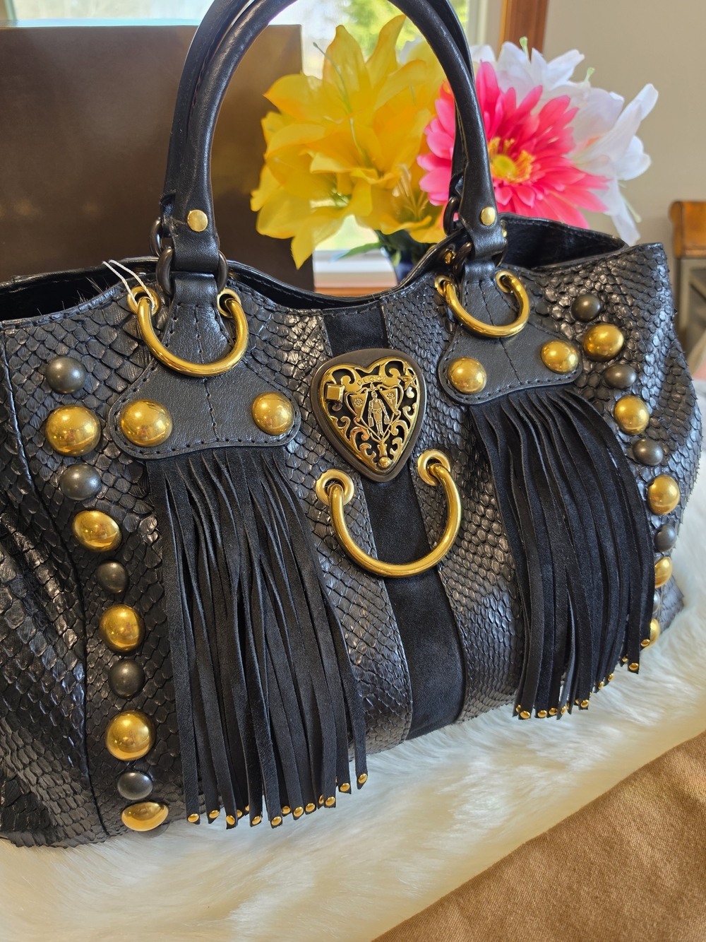 Gucci Babouska Python Studded Fringe XL Shoulder Bag - Picture 3 of 16